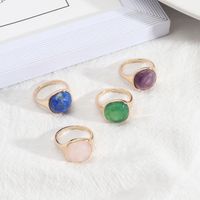 Vintage Style Round Alloy Inlay Natural Stone Women's Rings main image 4
