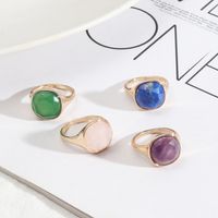 Vintage Style Round Alloy Inlay Natural Stone Women's Rings main image 1
