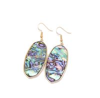 1 Pair Retro Oval Leopard Alloy Straw Inlay Pu Turquoise Shell Women's Drop Earrings sku image 1