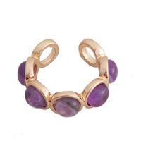 1 Piece Retro Round Alloy Inlay Natural Stone Resin Pearl Women's Open Ring main image 5