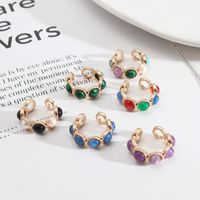 1 Piece Retro Round Alloy Inlay Natural Stone Resin Pearl Women's Open Ring main image 4