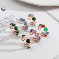 1 Piece Retro Round Alloy Inlay Natural Stone Resin Pearl Women's Open Ring main image 1