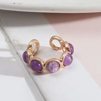 1 Piece Retro Round Alloy Inlay Natural Stone Resin Pearl Women's Open Ring sku image 6