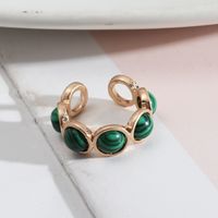 1 Piece Retro Round Alloy Inlay Natural Stone Resin Pearl Women's Open Ring sku image 5