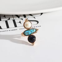 Vintage Style Geometric Alloy Inlay Natural Stone Rings sku image 2