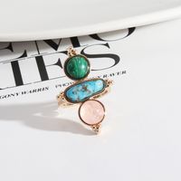 Vintage Style Geometric Alloy Inlay Natural Stone Rings sku image 1