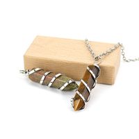 1 Piece Streetwear Spiral Stripe Natural Stone Knitting Pendant Necklace main image 5