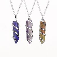 1 Piece Streetwear Spiral Stripe Natural Stone Knitting Pendant Necklace main image 4