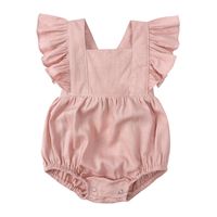 Basic Solid Color Cotton And Linen Baby Rompers main image 6