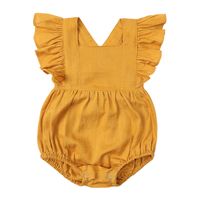 Basic Solid Color Cotton And Linen Baby Rompers main image 5