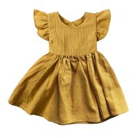 Cute Solid Color Cotton Girls Dresses sku image 21