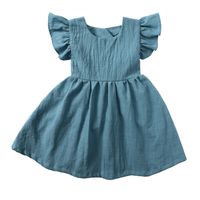 Cute Solid Color Cotton Girls Dresses sku image 2