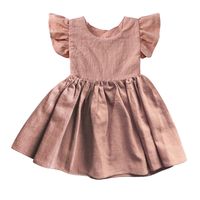 Cute Solid Color Cotton Girls Dresses main image 3