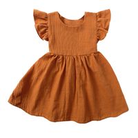 Cute Solid Color Cotton Girls Dresses sku image 7