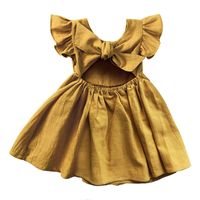 Cute Solid Color Cotton Girls Dresses main image 4