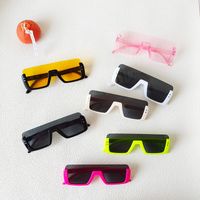 Ins Style Solid Color Pc Resin Square Half Frame Kids Sunglasses main image 3