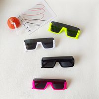 Ins Style Solid Color Pc Resin Square Half Frame Kids Sunglasses main image 1