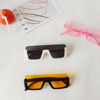 Ins Style Solid Color Pc Resin Square Half Frame Kids Sunglasses main image 4