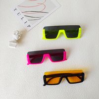 Ins Style Solid Color Pc Resin Square Half Frame Kids Sunglasses main image 5