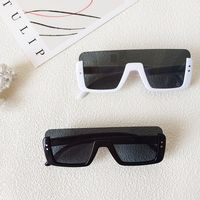Ins Style Solid Color Pc Resin Square Half Frame Kids Sunglasses main image 2