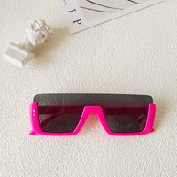 Ins Style Solid Color Pc Resin Square Half Frame Kids Sunglasses sku image 1