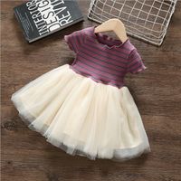 Cute Basic Solid Color Patchwork Cotton Girls Dresses main image 1