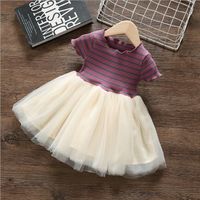 Cute Basic Solid Color Patchwork Cotton Girls Dresses main image 5