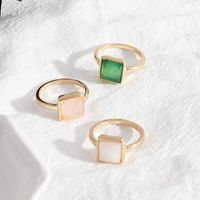 1 Piece Simple Style Square Alloy Plating Inlay Natural Stone Women's Rings main image 5