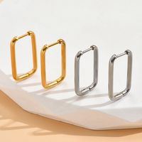 1 Pair Simple Style Rectangle Plating 304 Stainless Steel 14K Gold Plated Hoop Earrings main image 1