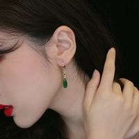 1 Pair Simple Style Water Droplets Inlay Alloy Gem Glass Drop Earrings main image 4