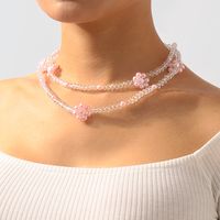 Sweet Flower Imitation Pearl Resin Beaded Women's Necklace main image 6