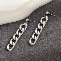 Wholesale 1 Pair Hip-hop Chain Stainless Steel Silver Plated Drop Earrings main image 3