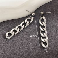 Wholesale 1 Pair Hip-hop Chain Stainless Steel Silver Plated Drop Earrings main image 2