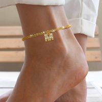 Simple Style Letter 201 Stainless Steel Copper Plating Inlay Zircon 18K Gold Plated Women'S Anklet sku image 13