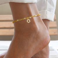 Simple Style Letter 201 Stainless Steel Copper Plating Inlay Zircon 18K Gold Plated Women'S Anklet sku image 15