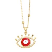1 Piece Ins Style Devil's Eye Copper Enamel Plating Inlay Zircon 18k Gold Plated Pendant Necklace main image 2