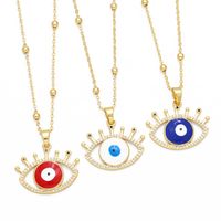 1 Piece Ins Style Devil's Eye Copper Enamel Plating Inlay Zircon 18k Gold Plated Pendant Necklace main image 1