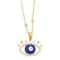 1 Piece Ins Style Devil's Eye Copper Enamel Plating Inlay Zircon 18k Gold Plated Pendant Necklace main image 3