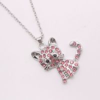 1 Piece Cute Cat Alloy Inlay Rhinestones Women's Pendant Necklace sku image 2