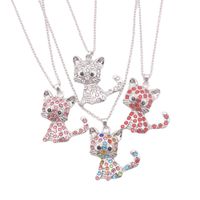 1 Piece Cute Cat Alloy Inlay Rhinestones Women's Pendant Necklace main image 1