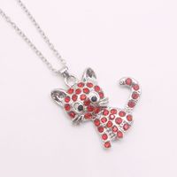 1 Piece Cute Cat Alloy Inlay Rhinestones Women's Pendant Necklace sku image 4