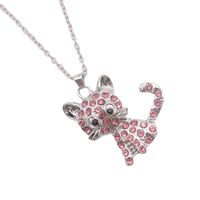 1 Piece Cute Cat Alloy Inlay Rhinestones Women's Pendant Necklace main image 4