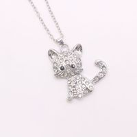 1 Piece Cute Cat Alloy Inlay Rhinestones Women's Pendant Necklace main image 3