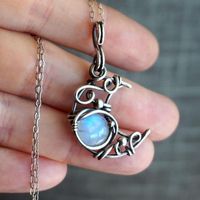 1 Piece Retro Simple Style Square Alloy Inlay Moonstone Women's Pendant Necklace main image 3