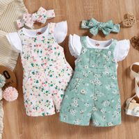 Simple Style Flower Cotton Girls Clothing Sets main image 1