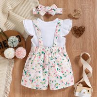 Simple Style Flower Cotton Girls Clothing Sets sku image 2