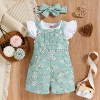 Simple Style Flower Cotton Girls Clothing Sets sku image 8