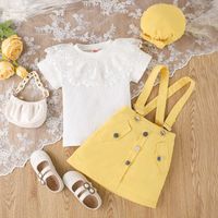 Fashion Solid Color Patchwork Cotton Girls Clothing Sets main image 4