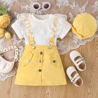 Fashion Solid Color Patchwork Cotton Girls Clothing Sets main image 1