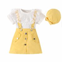 Fashion Solid Color Patchwork Cotton Girls Clothing Sets main image 6